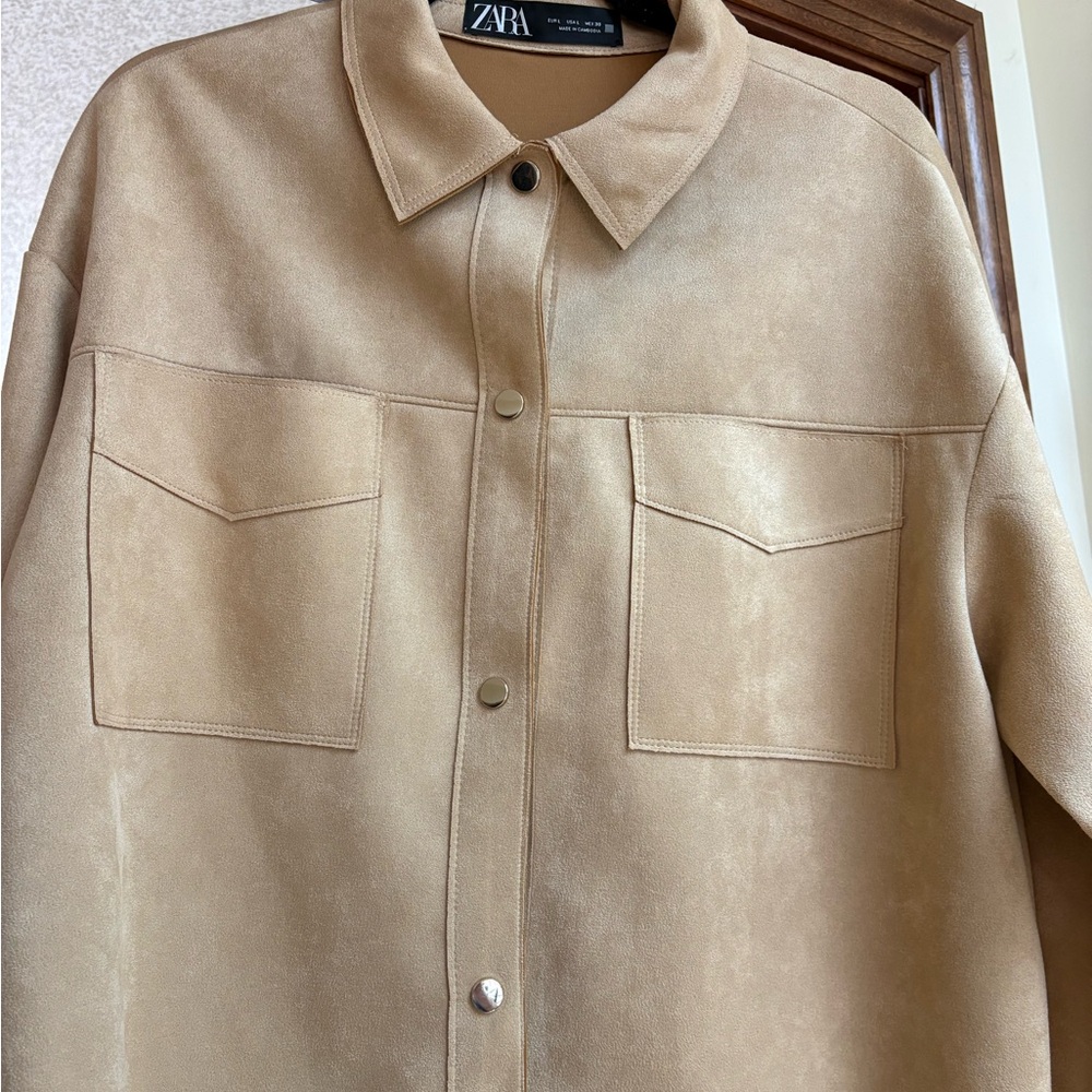 Zara faux suede shirt jacket size large